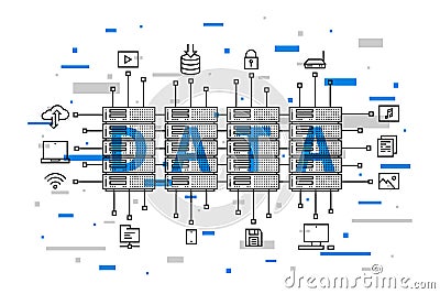 Network database infrastructure system Vector Illustration