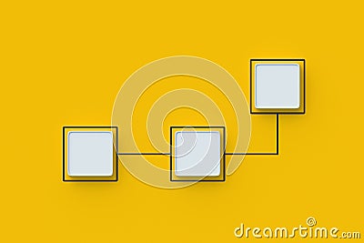 Network distribution. Scheme made from empty buttons. Hierarchical organizational chart concept Stock Photo