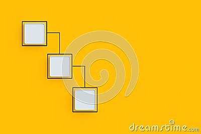 Network distribution. Scheme made from empty buttons Stock Photo
