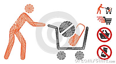 Network Drugs Shopping Cart Vector Mesh Vector Illustration