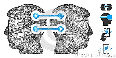 Network Dual Heads Interface Connection Vector Mesh Vector Illustration