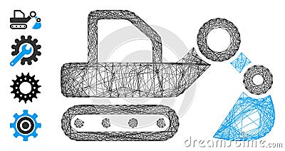 Network Excavator Vector Mesh Vector Illustration