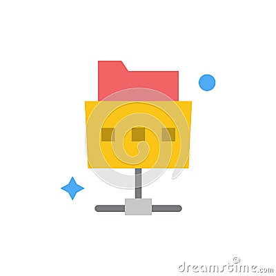 Network, File, Folder Flat Color Icon. Vector icon banner Template Vector Illustration