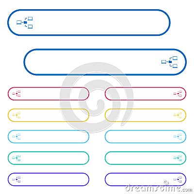 Network file system icons in rounded color menu buttons Stock Photo