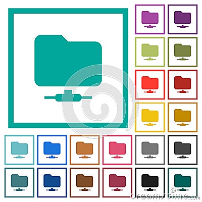 Network folder flat color icons with quadrant frames Stock Photo
