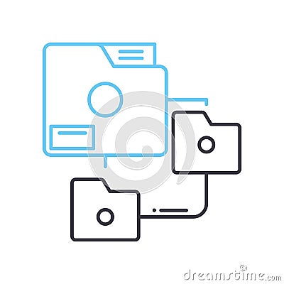network folders line icon, outline symbol, vector illustration, concept sign Vector Illustration