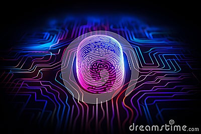 Network forming a fingerprint, representing artificial intelligence fingerprint recognition Stock Photo