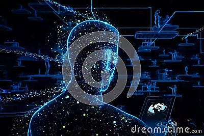 Network, global network connection and data exchanges, global communication network concept. Automated management process Stock Photo