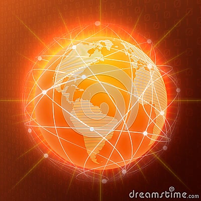 Network globe concept orange Vector Illustration