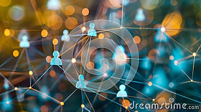 A network graph displaying the complex connections between user avatars showcasing the intricate web of relationships Stock Photo