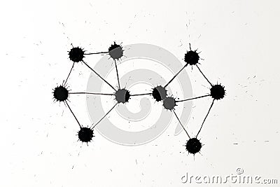 Ink spot network graph Stock Photo