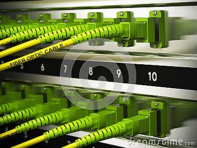 Network Infrastructure, Fiber Optics Connections Stock Photo