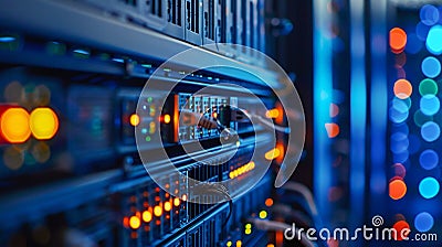 Network Infrastructure Power: Data Center Operation Dynamics. Generative ai Cartoon Illustration