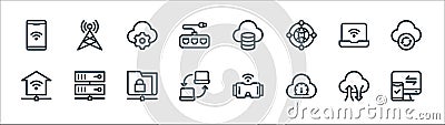 network line icons. linear set. quality vector line set such as pair, speed, connection, homework, laptop, configuration, backup, Vector Illustration