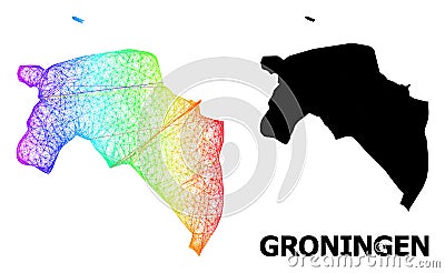 Network Map of Groningen Province with Spectrum Gradient Vector Illustration