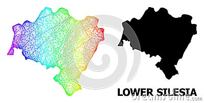 Network Map of Lower Silesia Province with Rainbow Colored Gradient Vector Illustration
