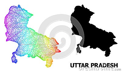 Network Map of Uttar Pradesh State with Spectral Gradient Vector Illustration