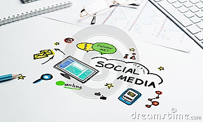 Network media background Stock Photo