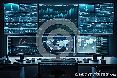 Network operations center Network monitoring Management Information. Generative Ai. Stock Photo