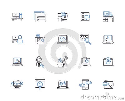 Network outline icons collection. Network, Internet, Wi-Fi, Ethernet, Connectivity, Routers, Hubs vector and Vector Illustration