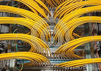 Network Patch panel in a data center Stock Photo