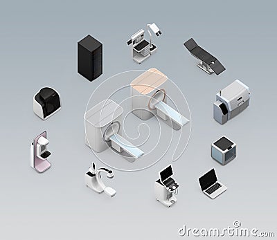 Network of professional medical imaging system concept Stock Photo