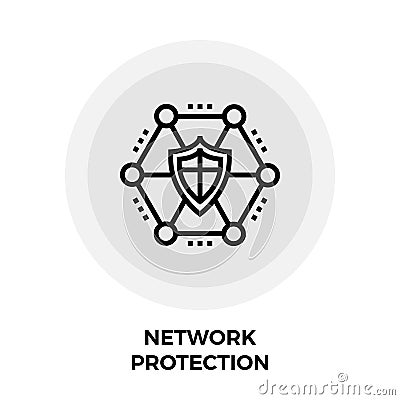 Network Protection Line Icon Vector Illustration