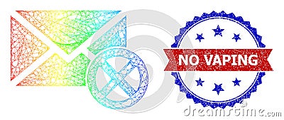 Network Reject Leter Web Mesh Icon with Spectral Gradient and Scratched Bicolor No Vaping Seal Stock Photo