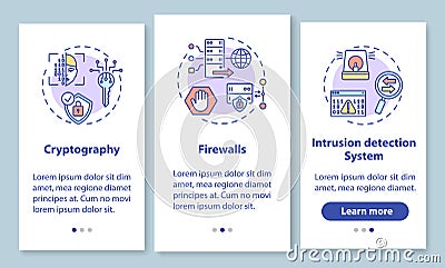 Network security onboarding mobile app page screen with concepts Vector Illustration