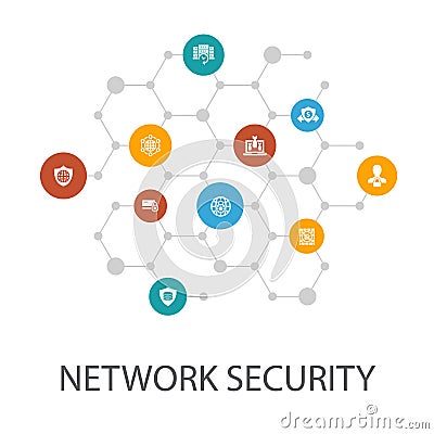 Network security presentation template Vector Illustration