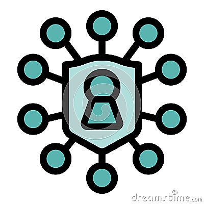 Network security system protecting user data with keyhole symbol inside shield icon Stock Photo