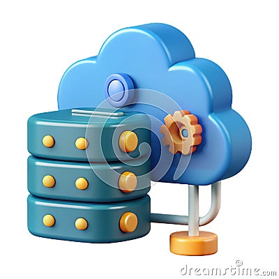 Network server, cloud storage, database backup icon. Remote server service, hosting datacenter, compute and connection Cartoon Illustration