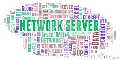 Network Server word cloud. Stock Photo