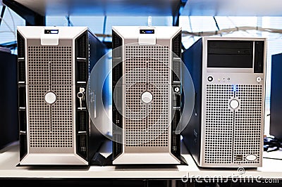 Network servers in data room Stock Photo