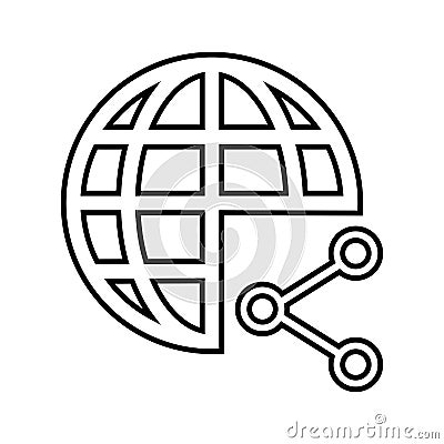 Network, shared, web outline icon. Line art vector Cartoon Illustration