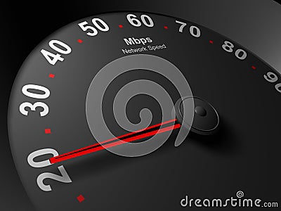 Network speedometer abstract image of Mbps Stock Photo