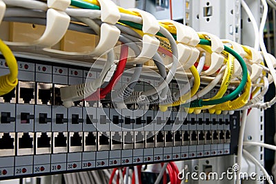 Network switch rack Stock Photo