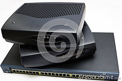 Network switch and routes Stock Photo
