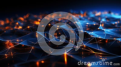 Network technology background. Ai artificial intelligence. Scy-fi geometric shapes with copy space. Generative AI Stock Photo