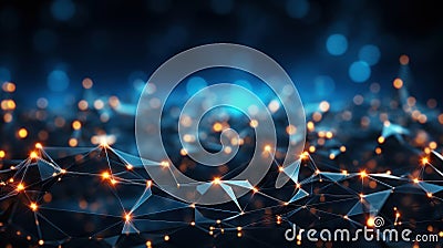 Network technology background. Ai artificial intelligence. Scy-fi geometric shapes with copy space. Generative AI Stock Photo