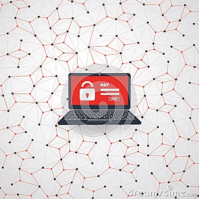Network Vulnerability, Locked Device, Encrypted Files, Lost Documents, Ransomware Attack - IT Security Concept Vector Illustration