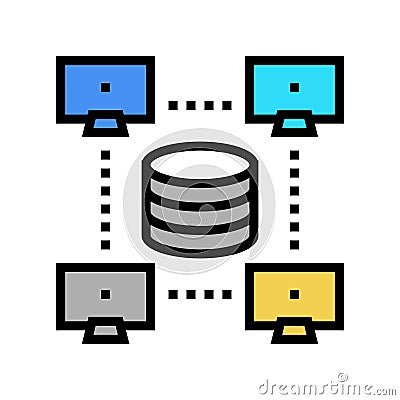 network working digital processing color icon vector illustration Vector Illustration