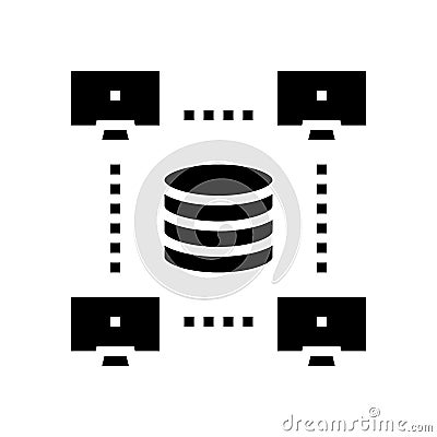 network working digital processing glyph icon vector illustration Vector Illustration