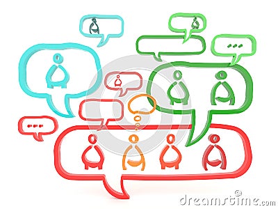 Network is working via gossip and referral (3D) Stock Photo