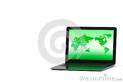 Network world projected on PC screen Stock Photo