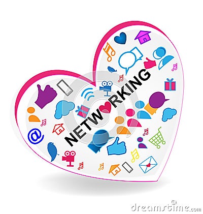 Networking business heart logo Vector Illustration