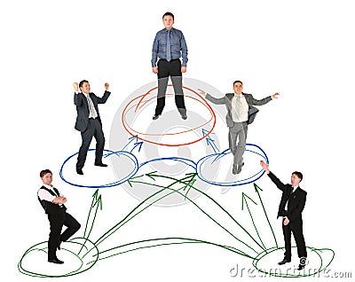 Networking businessman drawing scheme on white Stock Photo