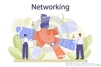 Networking concept. Employees collaboration, establishment of partnerships Vector Illustration