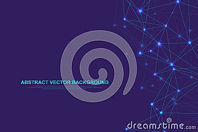 Networking connect technology abstract concept. Global network connections with points and lines. Technology pattern Vector Illustration