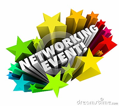 Networking Event Stars Words Invitation Meeting Business Mingling Stock Photo